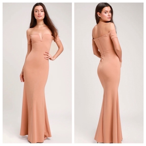 Lulus Dresses & Skirts - Lulu's Peach Off-Shoulder Maxi Dress